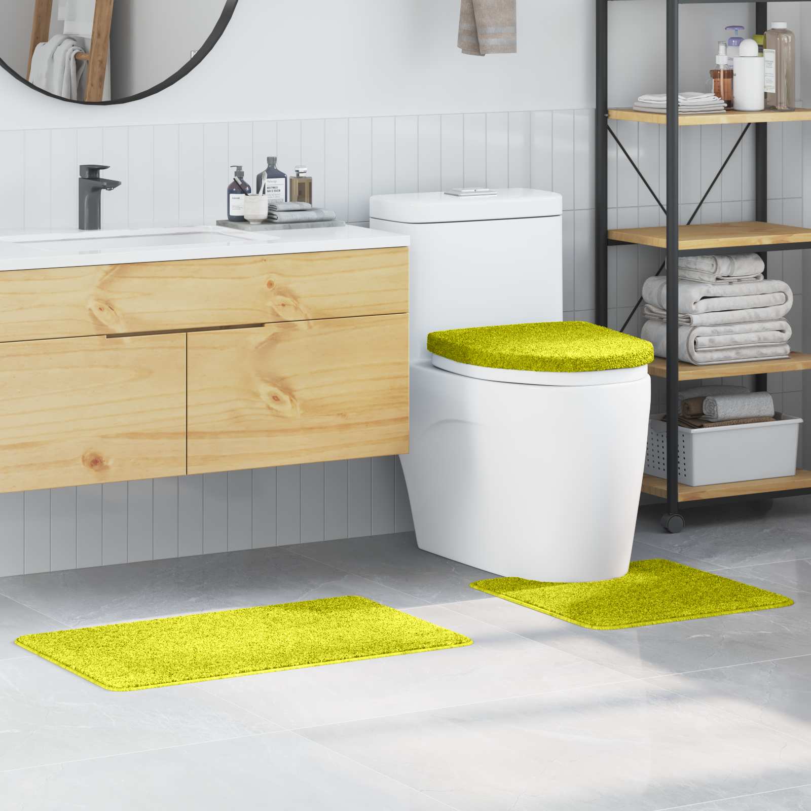 Σετ Μάτ Μπάνιου Αντιολισθητικό 3 pcs Πράσινο PP - Pakobazaar