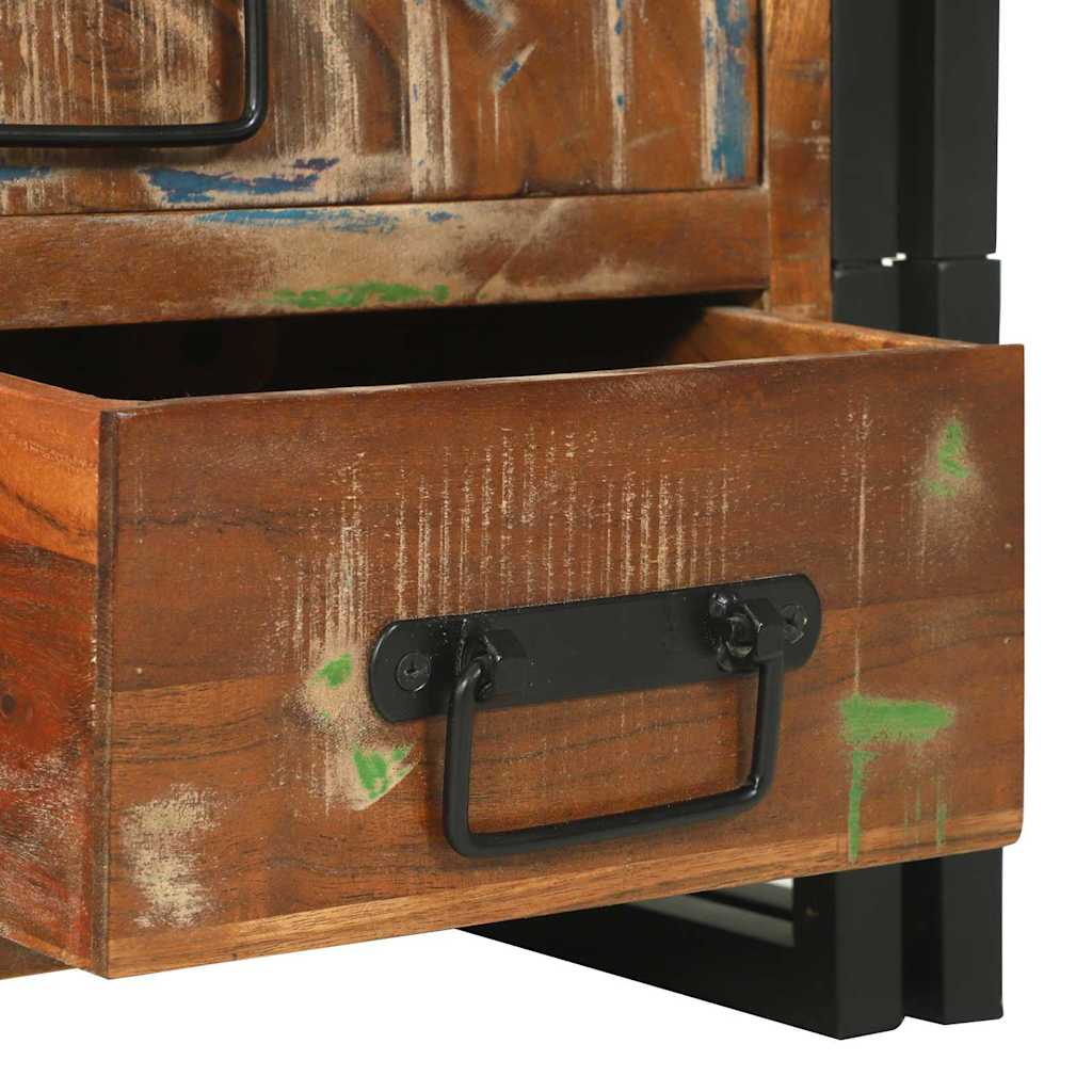 Τραπεζάκι σαλονιού με συρτάρι Πολύχρωμο Στερεό Ανακτηθέν Ξύλο