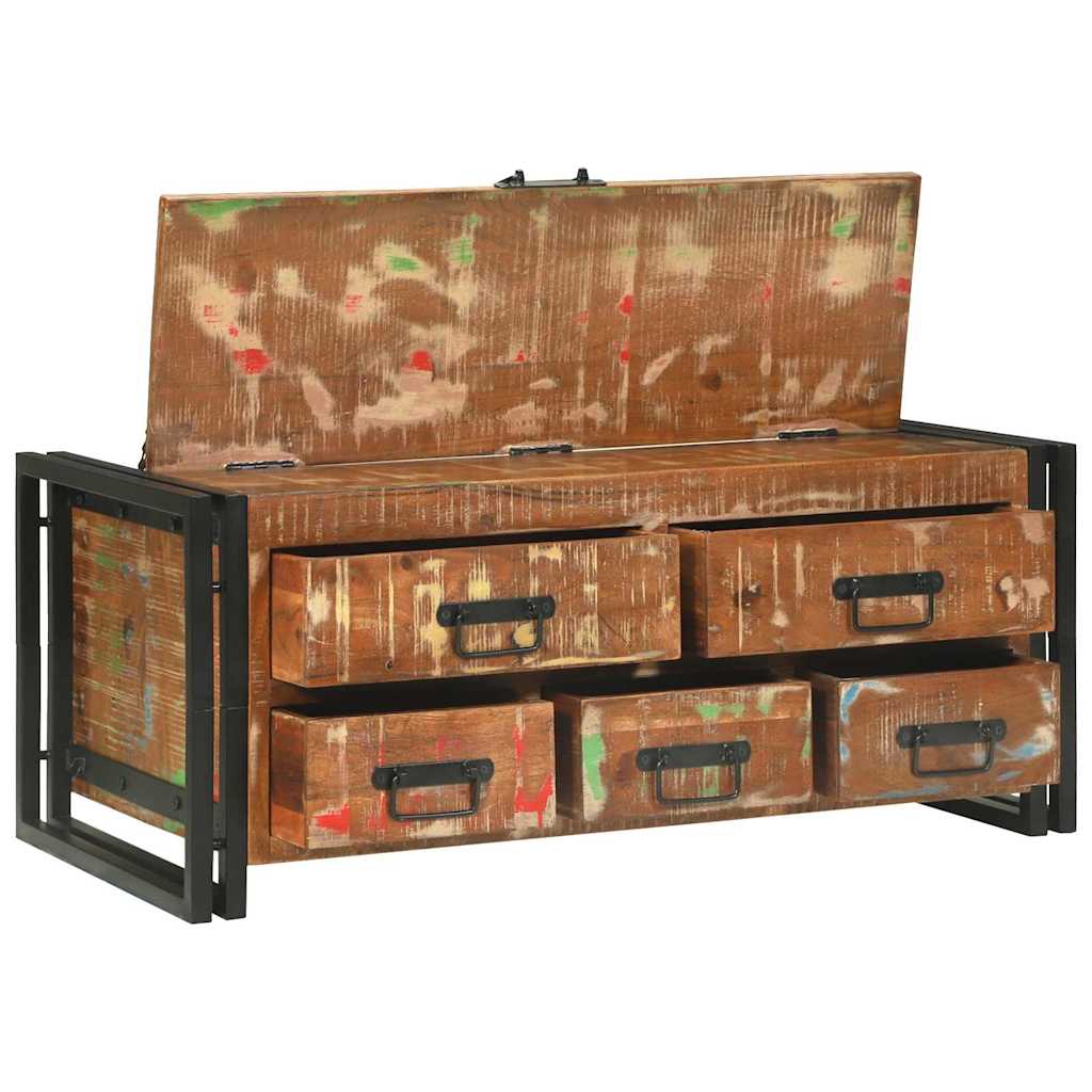 Τραπεζάκι σαλονιού με συρτάρι Πολύχρωμο Στερεό Ανακτηθέν Ξύλο