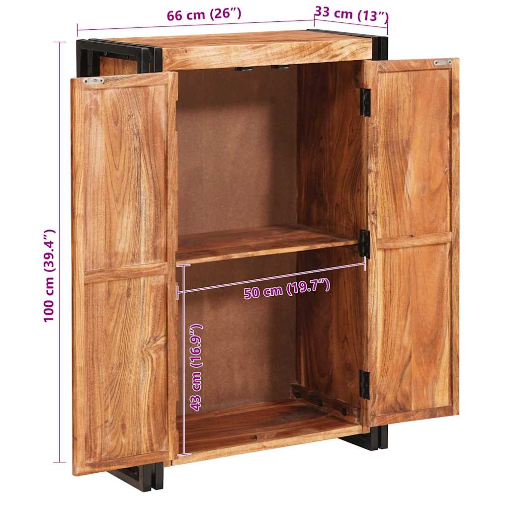 Highboard με Πόρτες Καφέ Μασίφ ξύλο ακακίας και μέταλλο - Pakobazaar