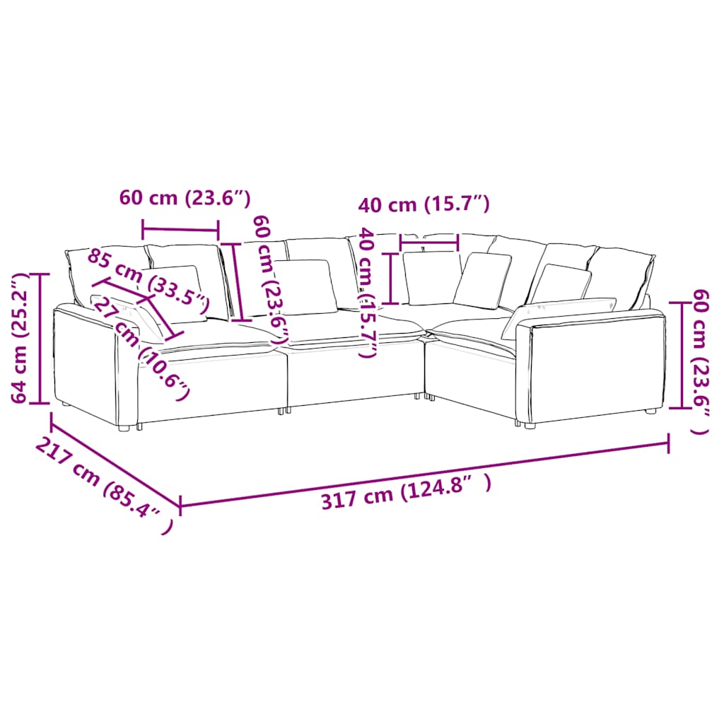 Καναπές-Μαξιλάρι με Μαξιλάρια, Ανοιχτό Γκρι από Ύφασμα - Pakobazaar