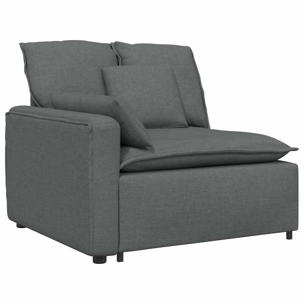 Καναπές-Μοντέλο με Υποπόδιο & Μαξιλάρια, Σκούρο Γκρι από Ύφασμα - Pakobazaar