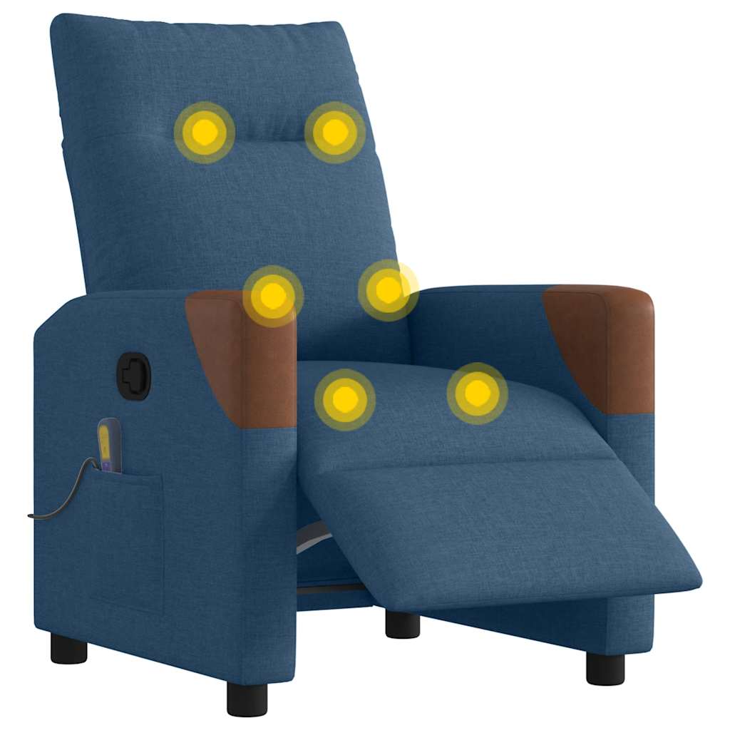 Πολυθρόνα Ανακλινόμενη Μασάζ Ηλεκτρική Μπλε Υφασμάτινη