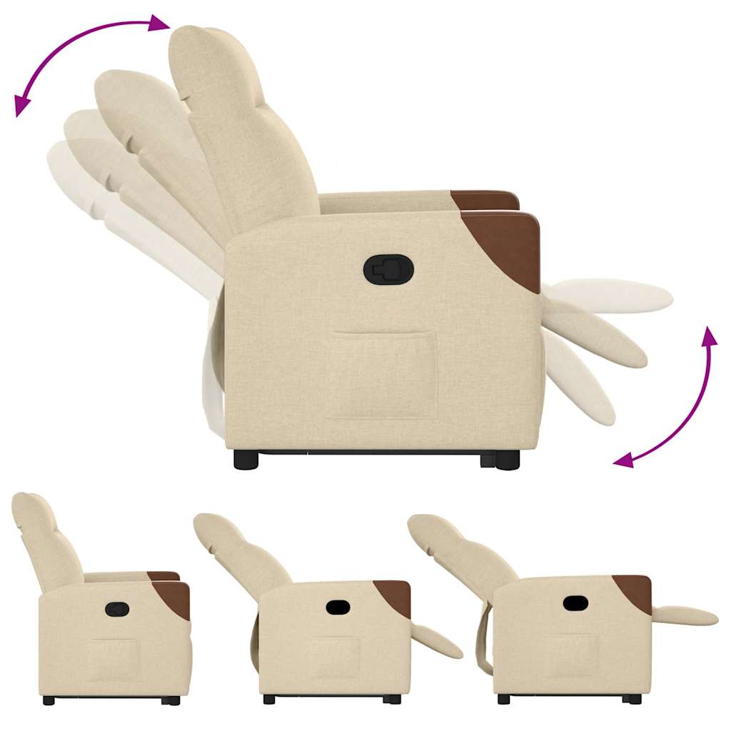 Πολυθρόνα Ανακλινόμενη με Ανύψωση Κρεμ Υφασμάτινη - Pakobazaar