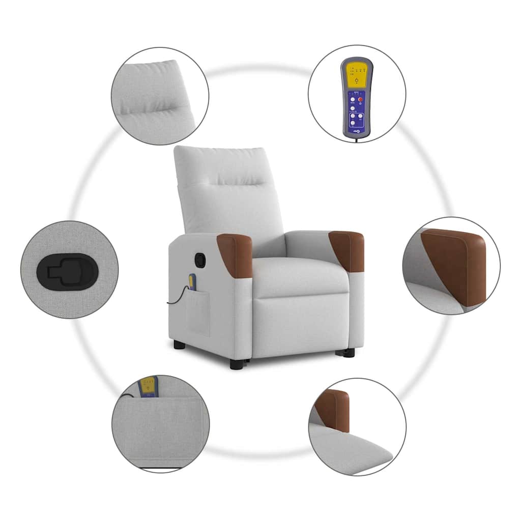 Μόνιμη πολυθρόνα μασάζ καρέκλα ανάκλισης σύννεφο γκρι ύφασμα - Pakobazaar