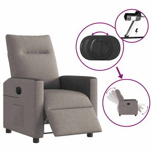Πολυθρόνα Ανακλινόμενη Ηλεκτρική Taupe Υφασμάτινη