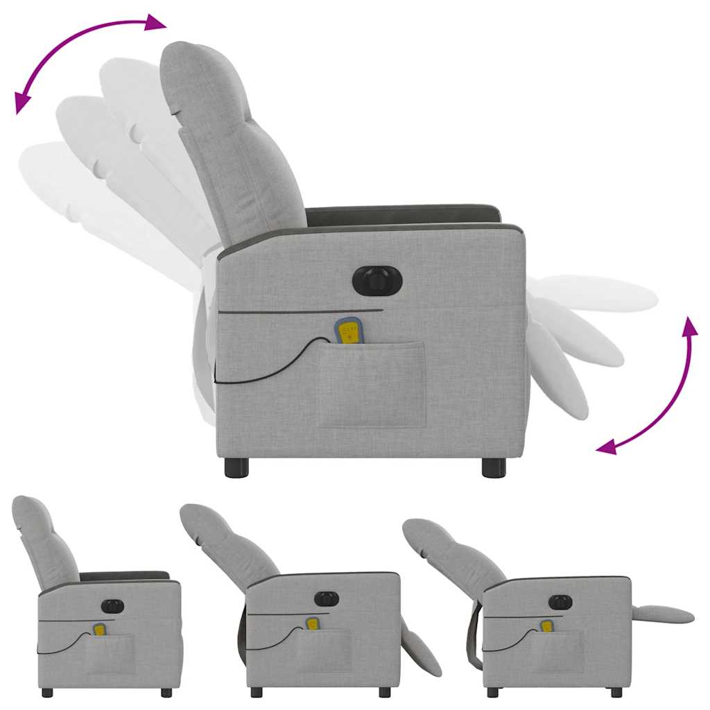 Ηλεκτρική καρέκλα ανάκλισης μασάζ Ύφασμα Γκρι σύννεφο