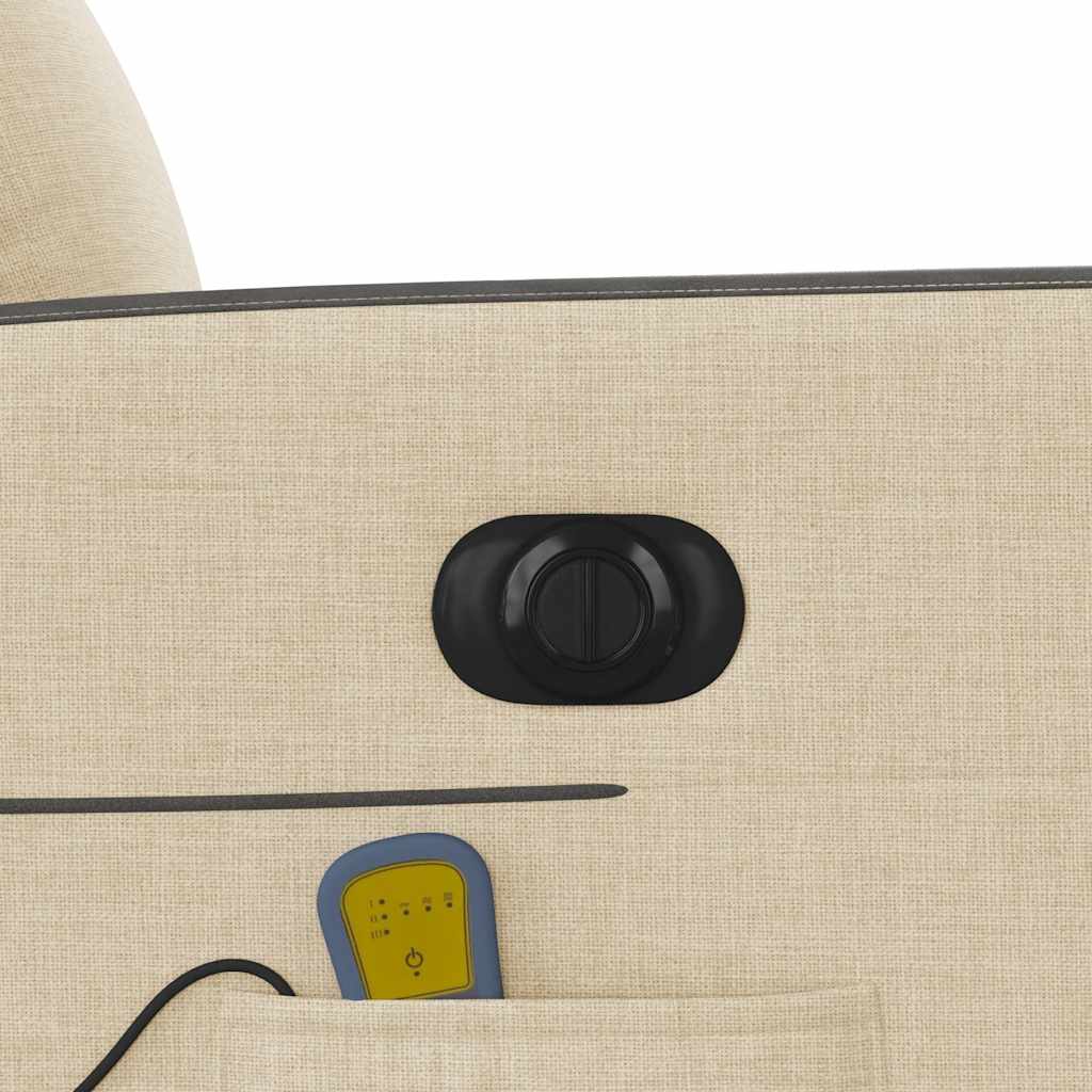 Πολυθρόνα Μασάζ Ανακλινόμενη Ηλεκτρική Κρεμ Υφασμάτινη