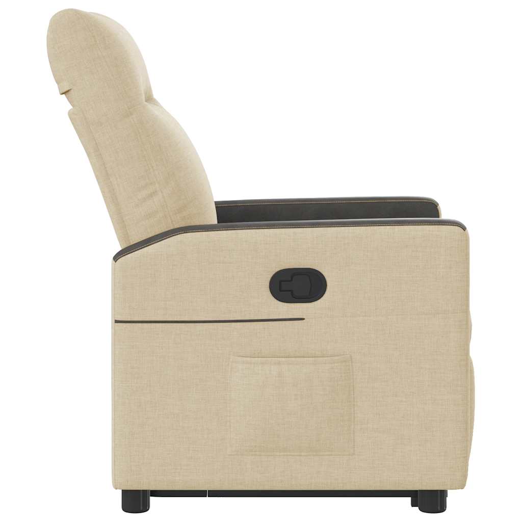 Πολυθρόνα Ανακλινόμενη με Ανύψωση Κρεμ Υφασμάτινη - Pakobazaar