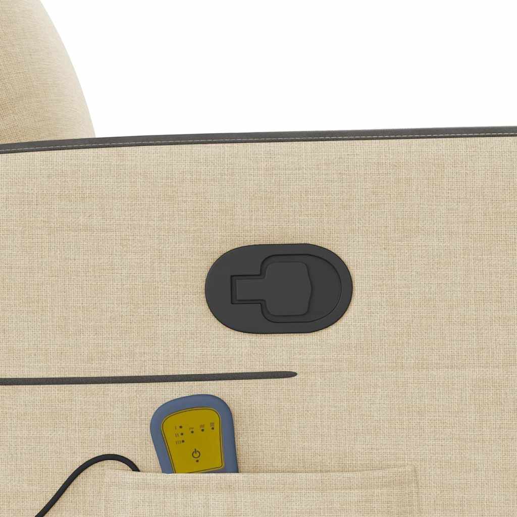 Πολυθρόνα Μασάζ Ανακλινόμενη με Ανύψωση Κρεμ Υφασμάτινη - Pakobazaar