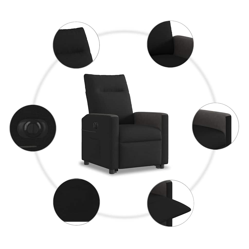 Πολυθρόνα Ηλεκτρική Ανακλινόμενη με Ανύψωση Μαύρη Υφασμάτινη - Pakobazaar