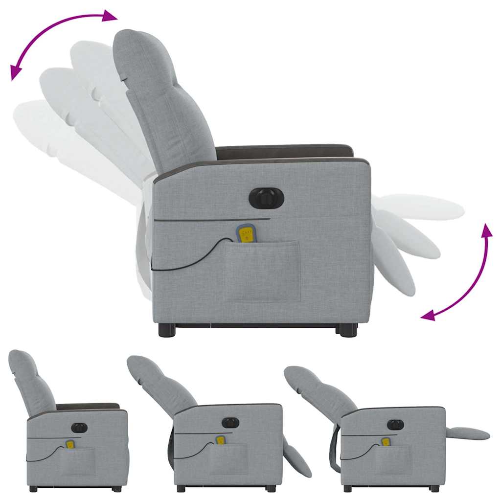 Πολυθρόνα Μασάζ Ηλεκ. Ανακλινόμενη Ανύψωση Αν. Γκρι Υφασμάτινη - Pakobazaar