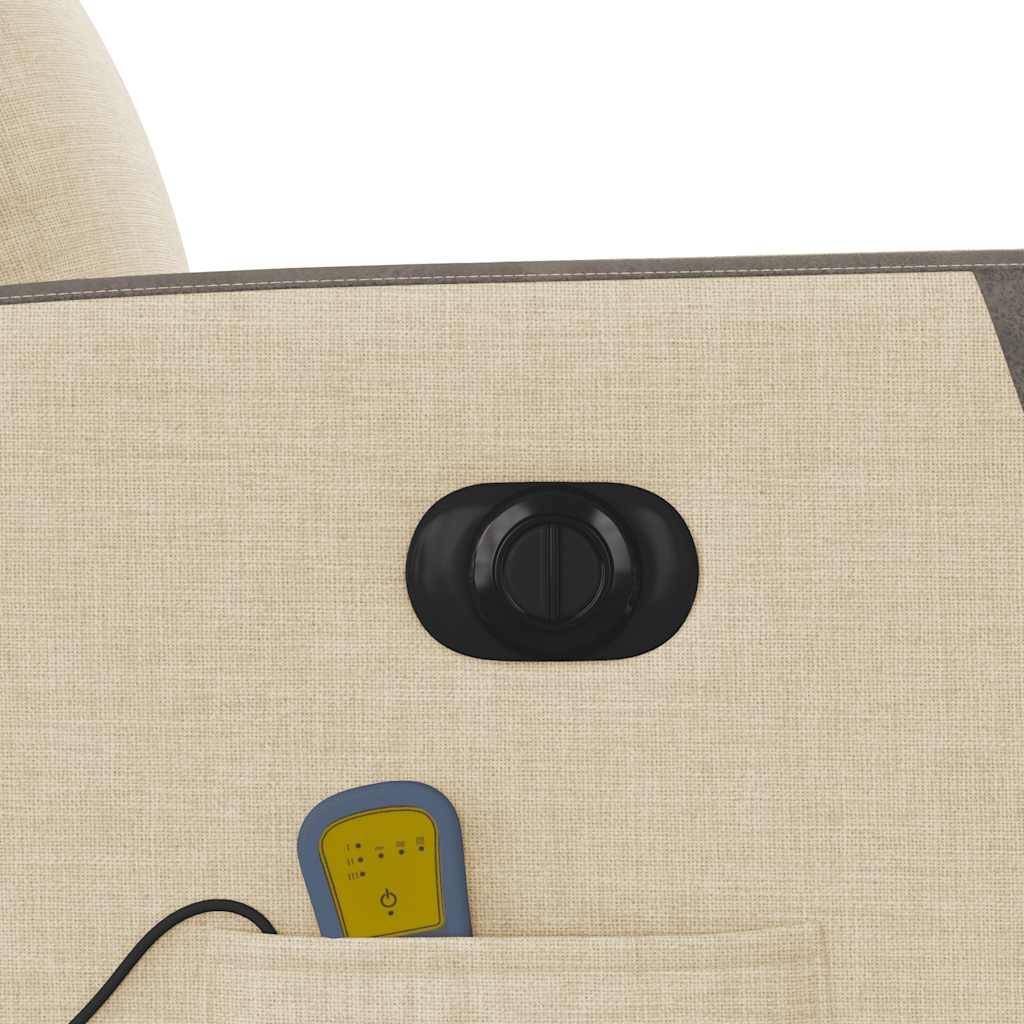 Πολυθρόνα Μασάζ Ανακλινόμενη Ηλεκτρική Κρεμ Υφασμάτινη