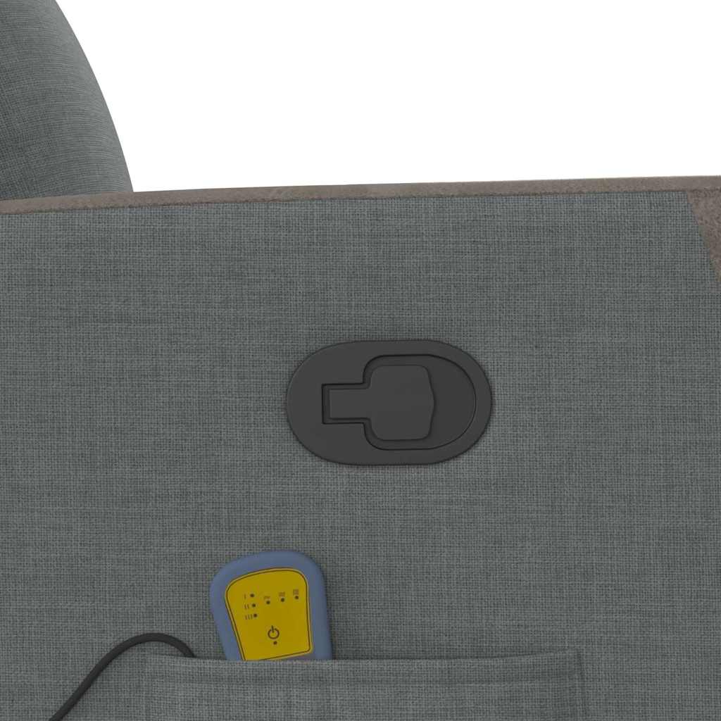 Πολυθρόνα Μασάζ Ανακλινόμενη με Ανύψωση Σκούρο Γκρι Υφασμάτινη - Pakobazaar