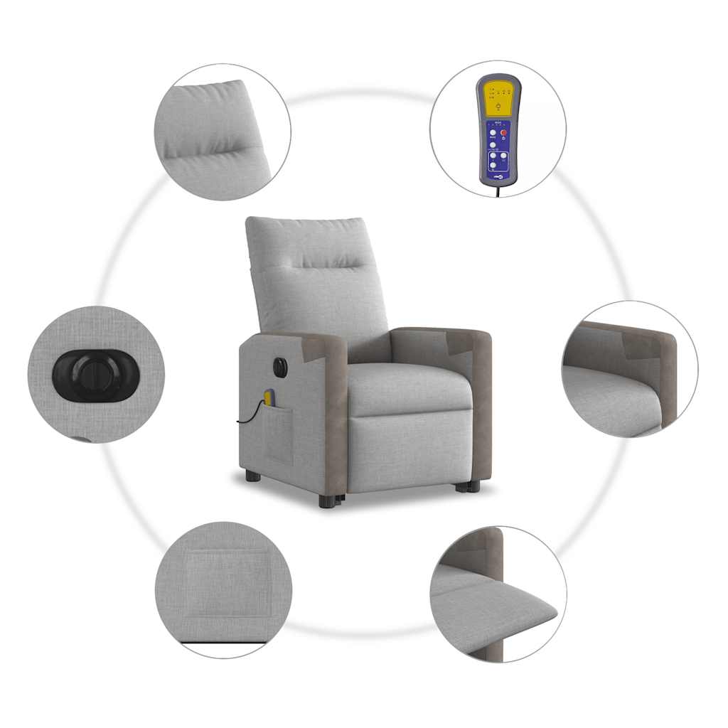 Ηλεκτρική όρθια πολυθρόνα μασάζ Ύφασμα Γκρι σύννεφο - Pakobazaar