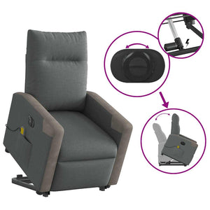 Πολυθρόνα Μασάζ Ηλεκ. Ανακλινόμενη Ανύψωση Σκ. Γκρι Υφασμάτινη