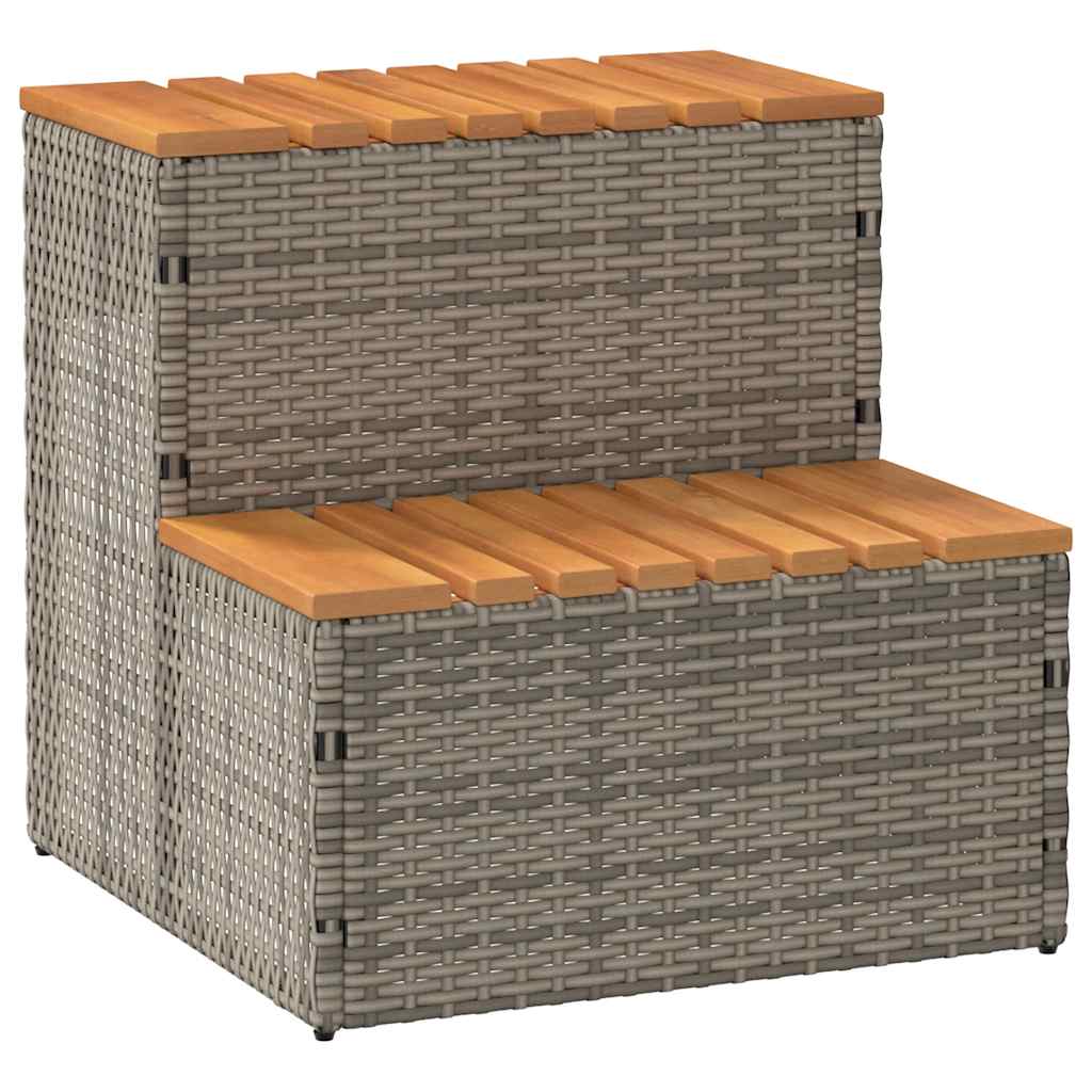 Βήμα υδρομασάζ Γκρι 50x50x50,5εκ. Συνθετικό Ρατάν/Μασίφ Ακακίας