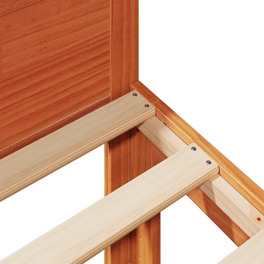 Πλαίσιο οικογενειακού κρεβατιού χωρίς στρώμα κερί καφέ πεύκο