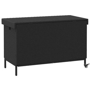 κουτί αποθήκευσης κήπου με ρόδες μαύρο 110x55x73 cm