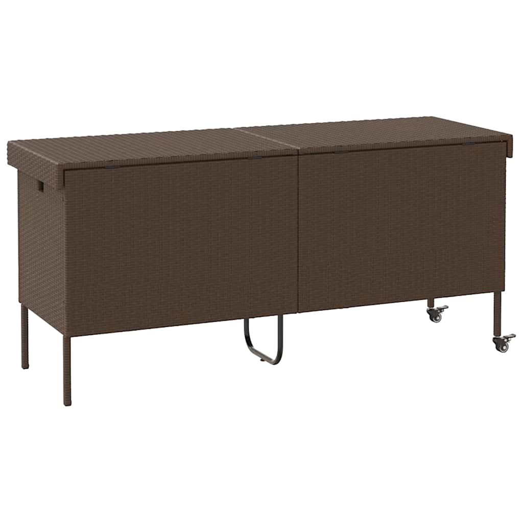 Κουτί Αποθήκευσης Κήπου με Ρόδες 160x55x75 εκ. Συνθετικό Ρατάν - Pakobazaar