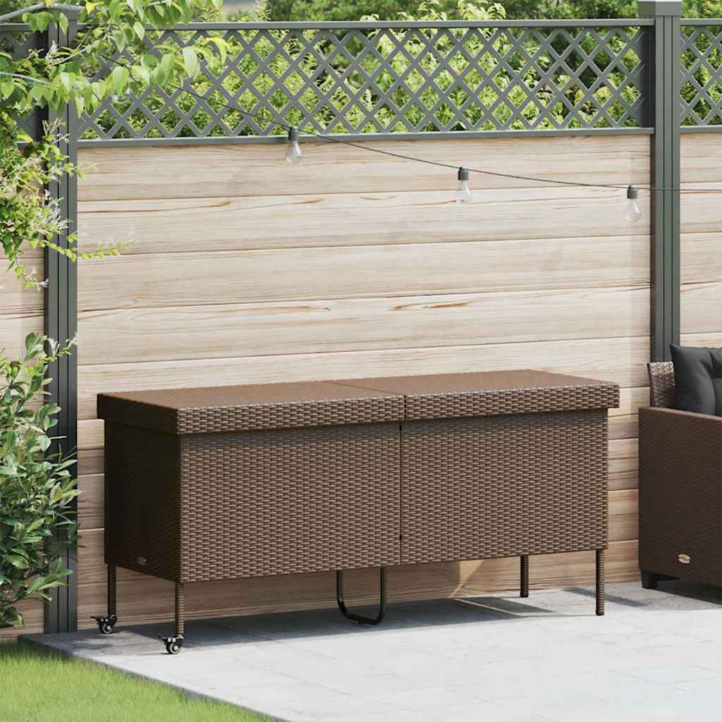 Κουτί Αποθήκευσης Κήπου με Ρόδες 160x55x75 εκ. Συνθετικό Ρατάν - Pakobazaar