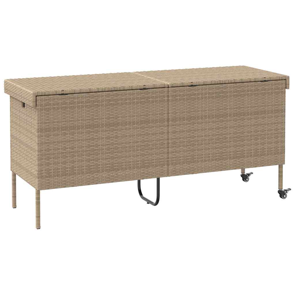 Κουτί Αποθήκευσης Κήπου με Ρόδες 160x55x75 εκ. Συνθετικό Ρατάν - Pakobazaar