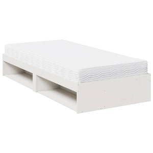 Κρεβάτι ημέρας με στρώμα Λευκό 100x200 cm από μασίφ ξύλο πεύκο - Pakobazaar