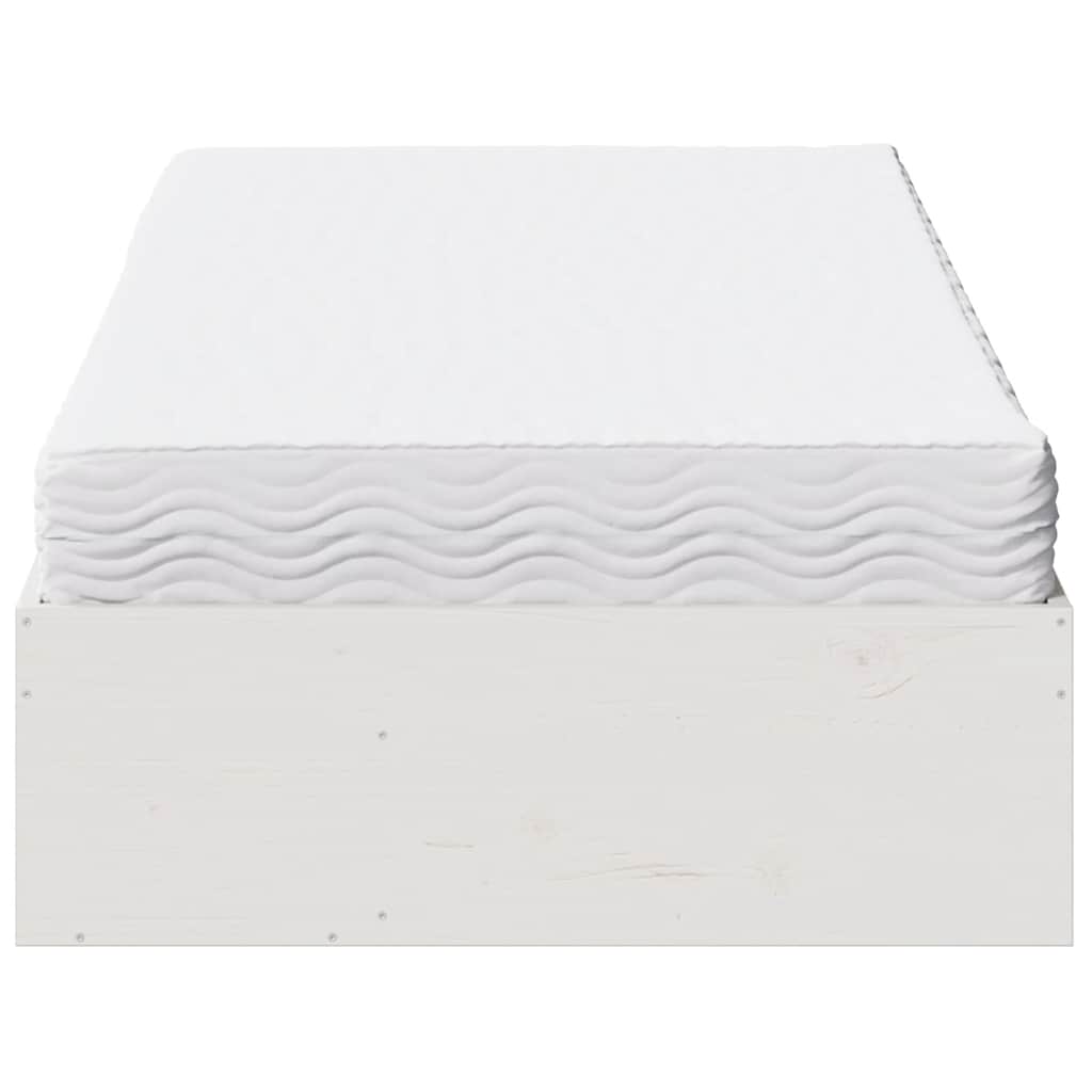 Κρεβάτι ημέρας με στρώμα Λευκό 100x200 cm από μασίφ ξύλο πεύκο - Pakobazaar