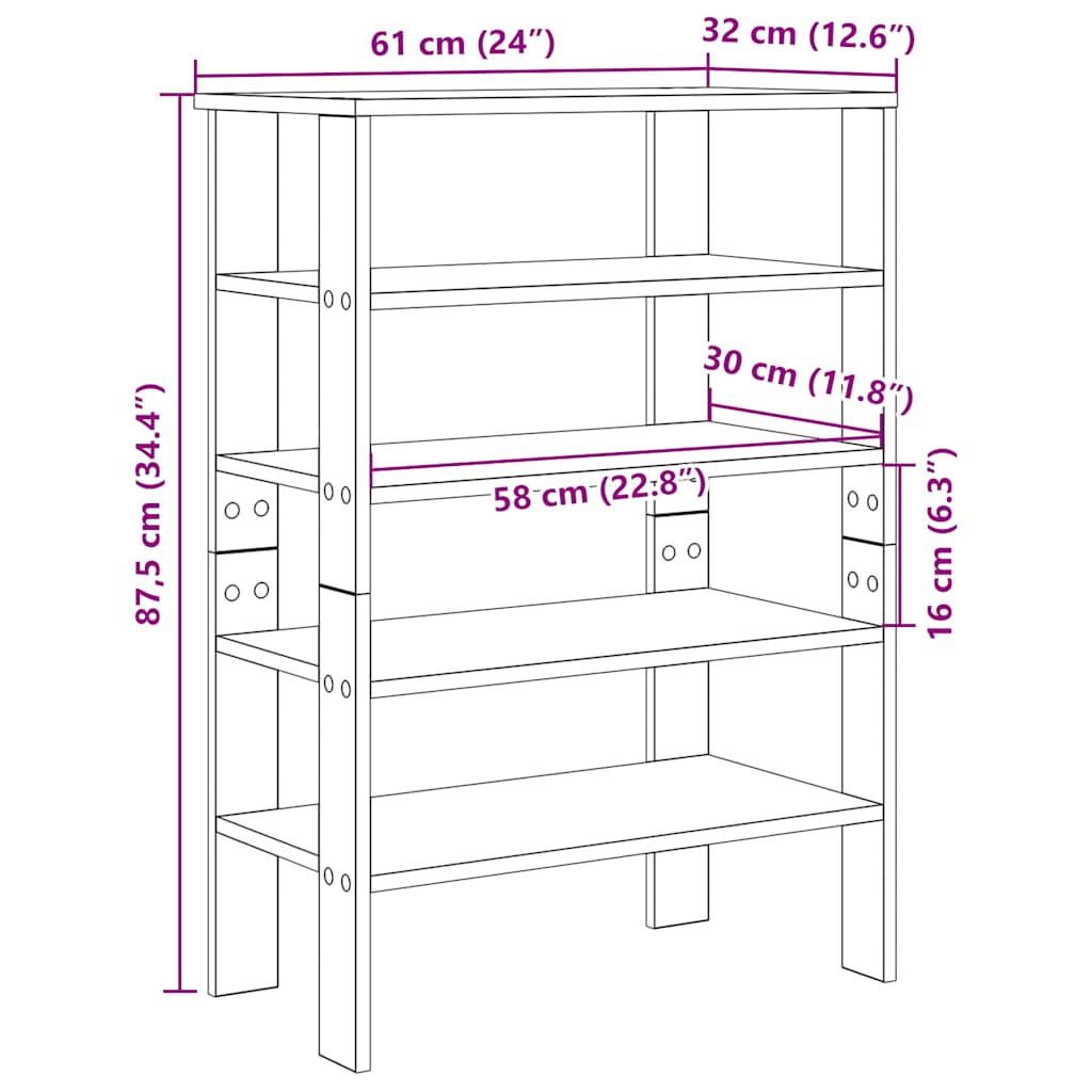 Ράφι παπουτσιών  Λευκό 61x32x87,5 cm Κατασκευασμένο ξύλο - Pakobazaar