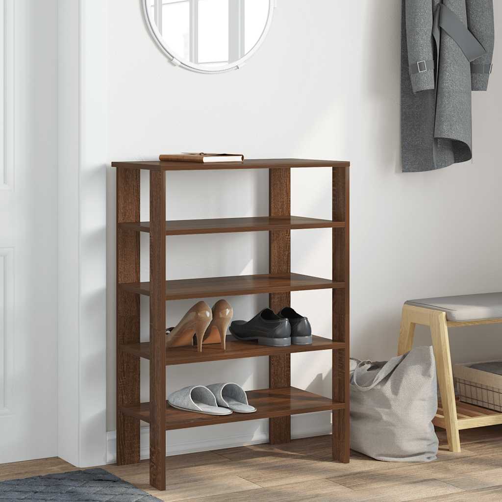 Ράφι παπουτσιών καφέ δρυς 61x32x87,5 cm Κατασκευασμένο ξύλο