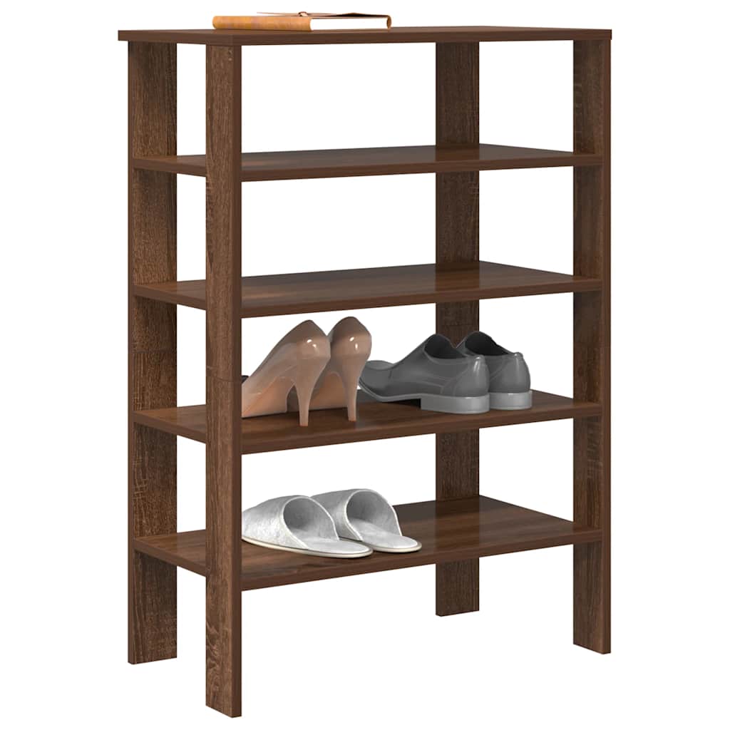 Ράφι παπουτσιών καφέ δρυς 61x32x87,5 cm Κατασκευασμένο ξύλο