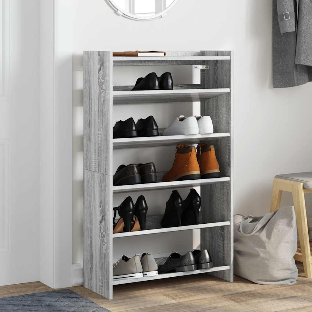 Ράφι παπουτσιών  Γκρι Sonoma 60x25x100 cm Κατασκευασμένο ξύλο