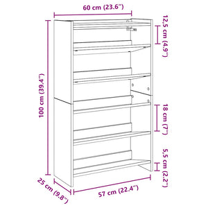 Ράφι παπουτσιών  Artisan Oak 60x25x100 cm Κατασκευασμένο ξύλο