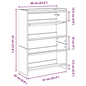 Ράφι παπουτσιών  Λευκό 60x25x81 cm Κατασκευασμένο ξύλο - Pakobazaar