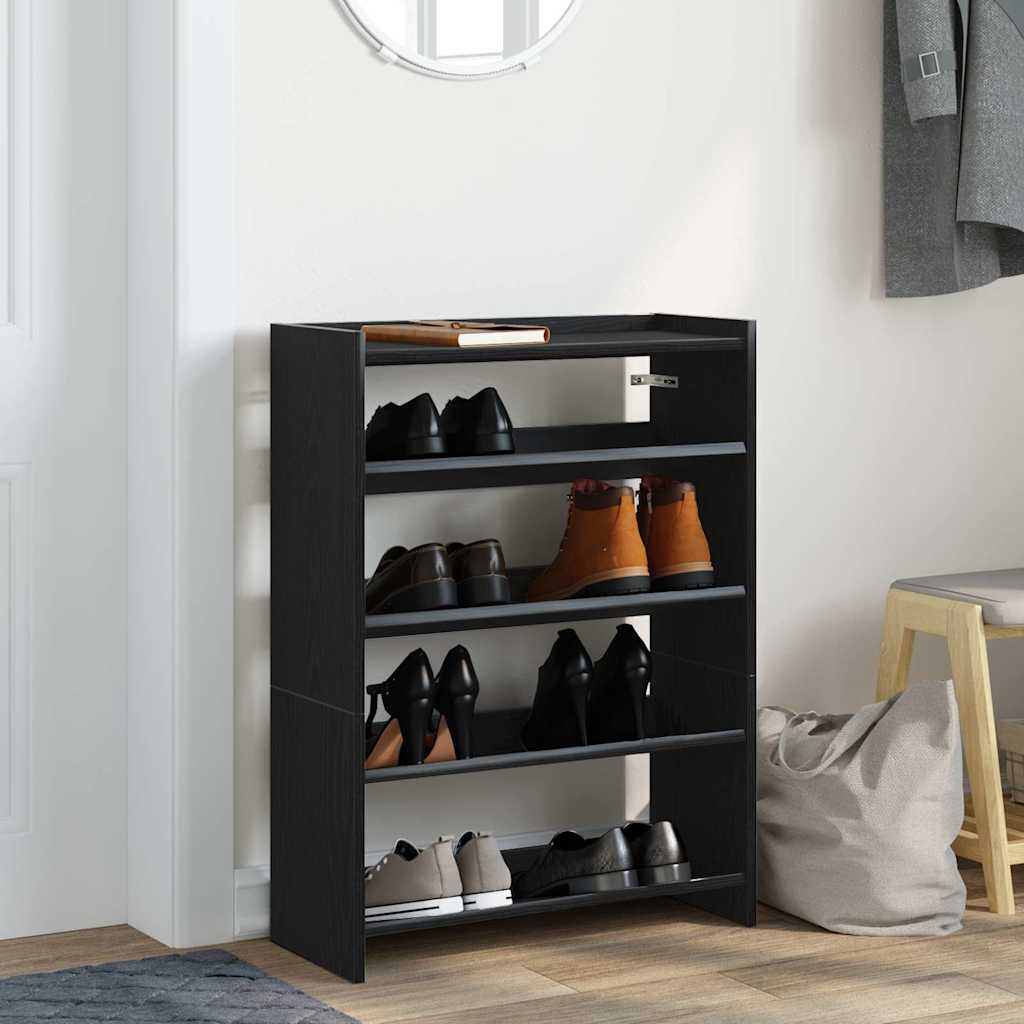 Ράφι παπουτσιών  Μαύρο 60x25x81 cm Κατασκευασμένο ξύλο - Pakobazaar