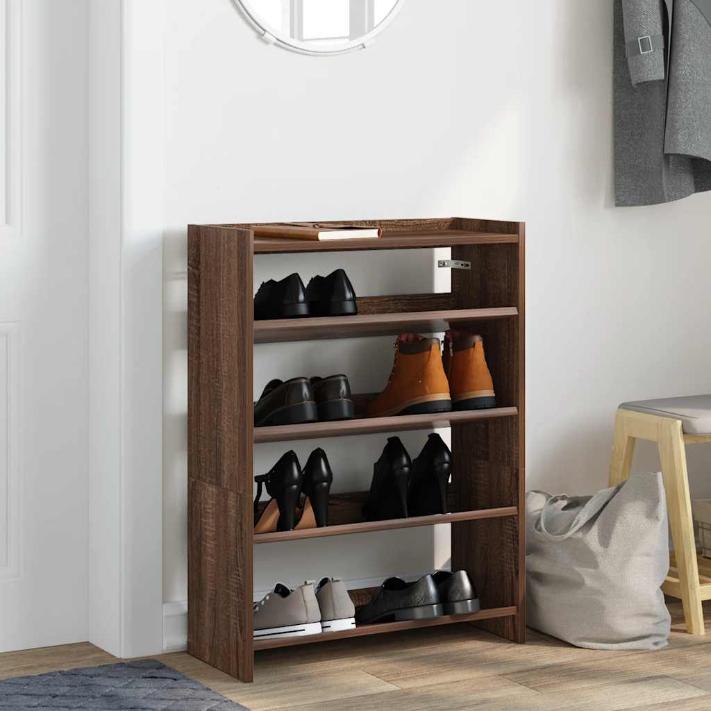 Ράφι παπουτσιών καφέ δρυς 60x25x81 cm Κατασκευασμένο ξύλο