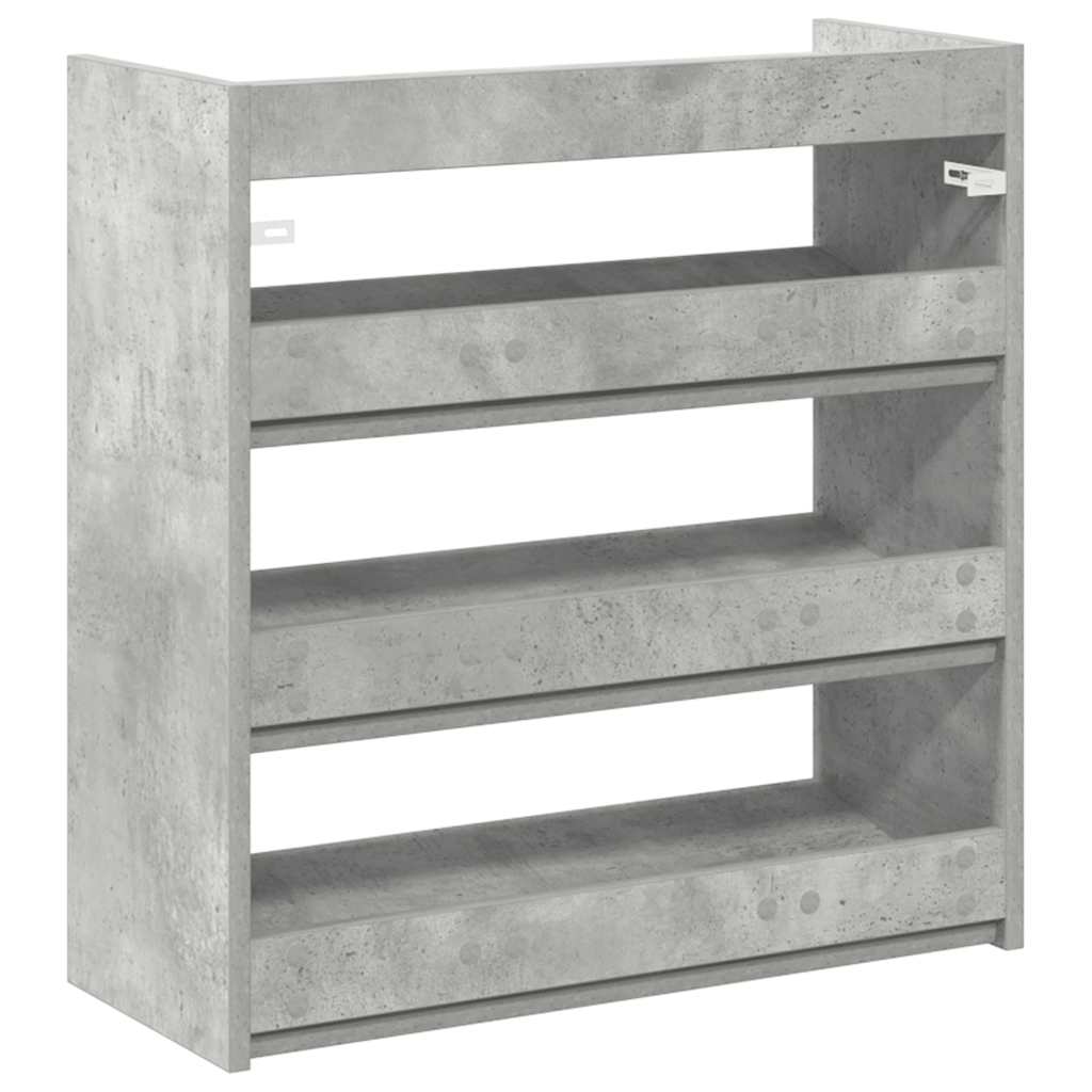 Ράφι παπουτσιών  Γκρι μπετόν 60x25x62 cm Κατασκευασμένο ξύλο - Pakobazaar