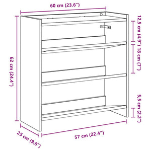 Ράφι παπουτσιών  Γκρι μπετόν 60x25x62 cm Κατασκευασμένο ξύλο - Pakobazaar