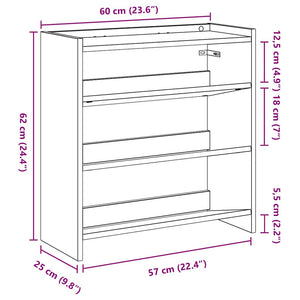 Ράφι παπουτσιών  Γκρι Sonoma 60x25x62 cm Κατασκευασμένο ξύλο - Pakobazaar