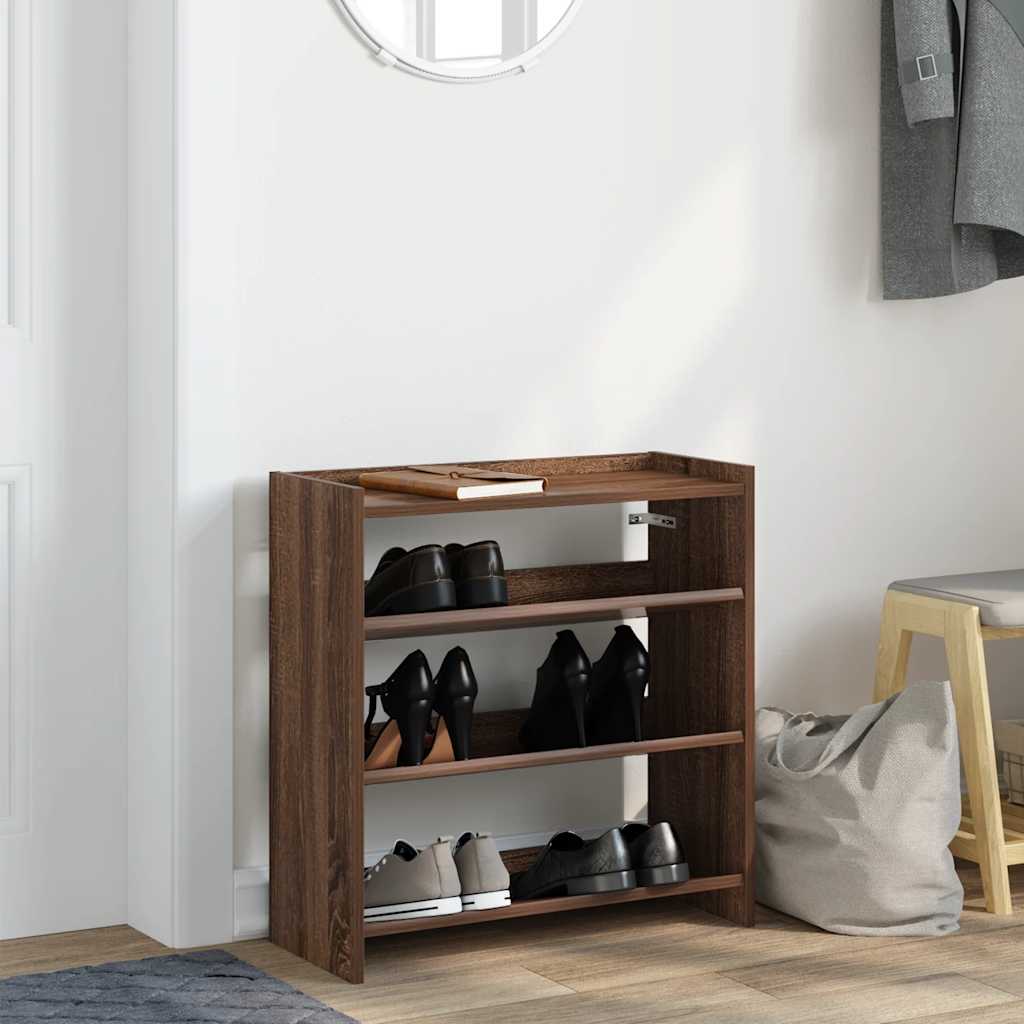 Ράφι παπουτσιών καφέ δρυς 60x25x62 cm Κατασκευασμένο ξύλο