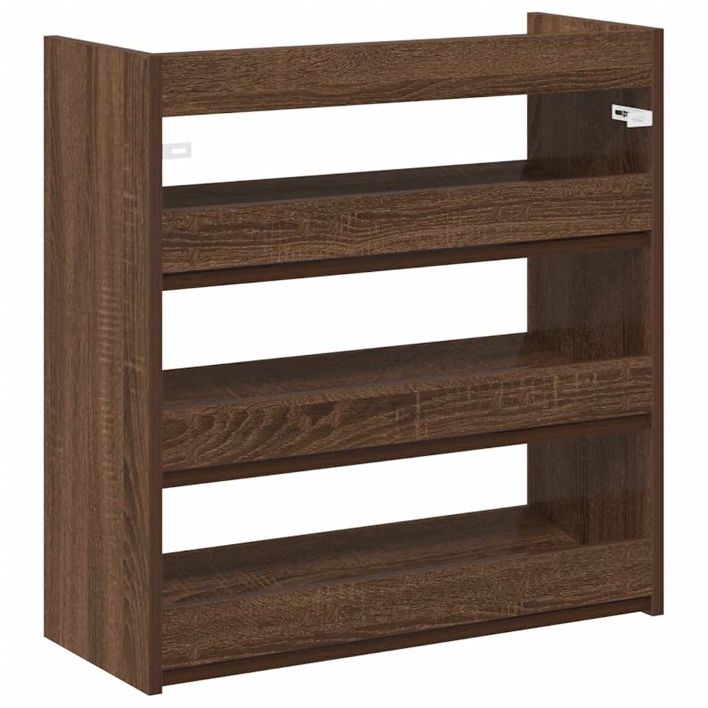 Ράφι παπουτσιών καφέ δρυς 60x25x62 cm Κατασκευασμένο ξύλο