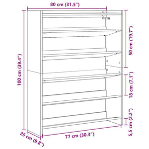 Ράφι παπουτσιών  Λευκό 80x25x100 cm Κατασκευασμένο ξύλο - Pakobazaar