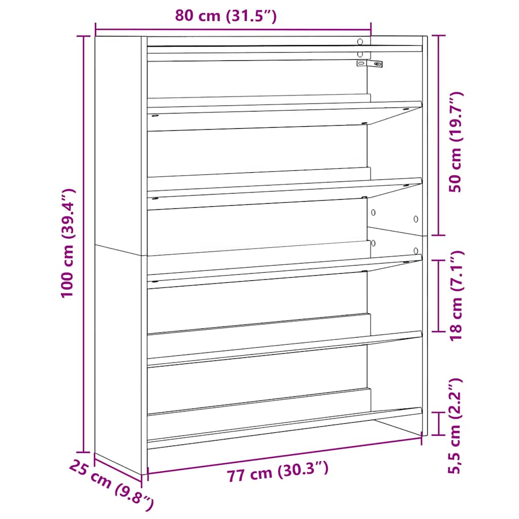 Ράφι παπουτσιών  Μαύρο 80x25x100 cm Κατασκευασμένο ξύλο - Pakobazaar