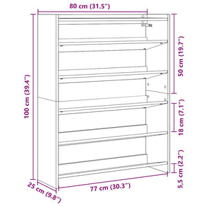Ράφι παπουτσιών  Γκρι μπετόν 80x25x100 cm Κατασκευασμένο ξύλο - Pakobazaar