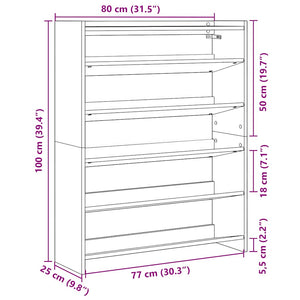 Ράφι παπουτσιών  Γκρι Sonoma 80x25x100 cm Κατασκευασμένο ξύλο