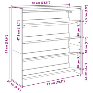 Ράφι παπουτσιών  Μαύρο 80x25x81 cm Κατασκευασμένο ξύλο - Pakobazaar
