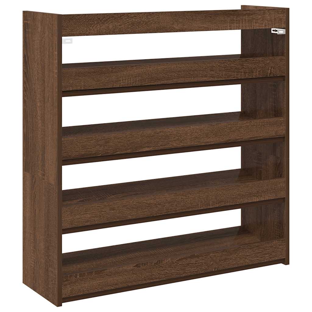Ράφι παπουτσιών καφέ δρυς 80x25x81 cm Κατασκευασμένο ξύλο