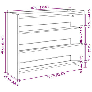 Ράφι παπουτσιών  Μαύρο 80x25x62 cm Κατασκευασμένο ξύλο - Pakobazaar