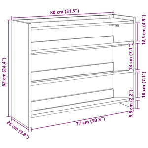 Ράφι παπουτσιών  Sonoma Oak 80x25x62 cm Κατασκευασμένο ξύλο - Pakobazaar