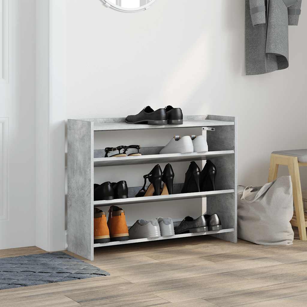 Ράφι παπουτσιών  Γκρι μπετόν 80x25x62 cm Κατασκευασμένο ξύλο